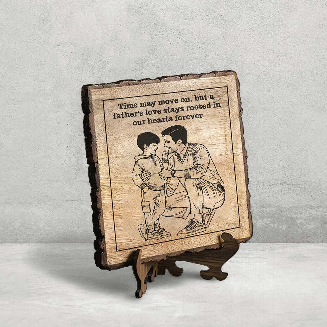 Personalized Hand Carved Engraved Dad And Son Theme Wooden Decorative Plaque