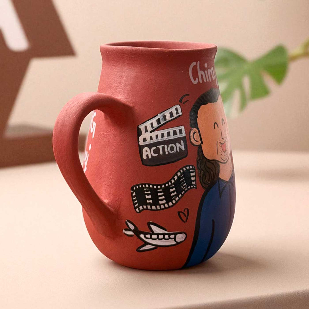 Handpainted Photo Personalized Hobby Theme Clay Mug With Doodles