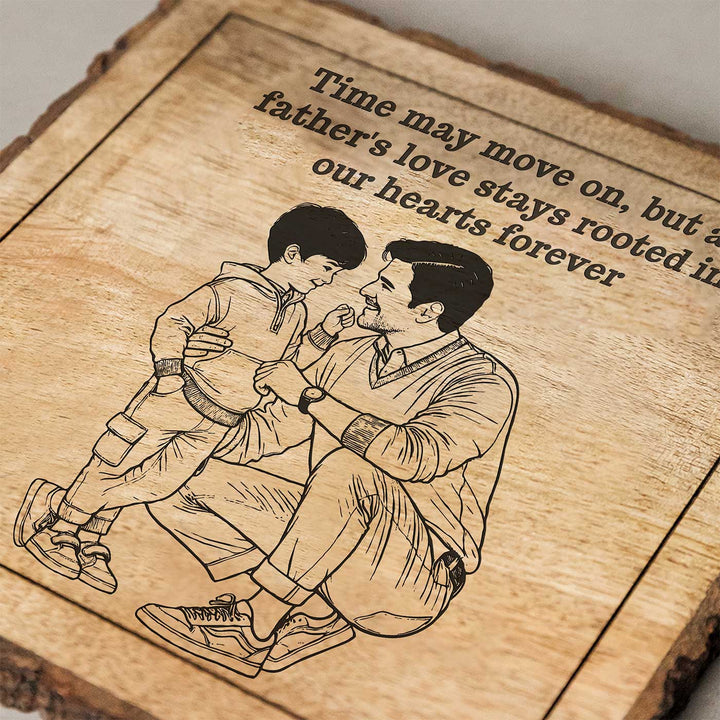 Personalized Hand Carved Engraved Dad And Son Theme Wooden Decorative Plaque