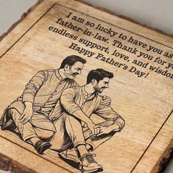 Personalized Hand Carved Engraved Dad And Son Theme Wooden Decorative Plaque
