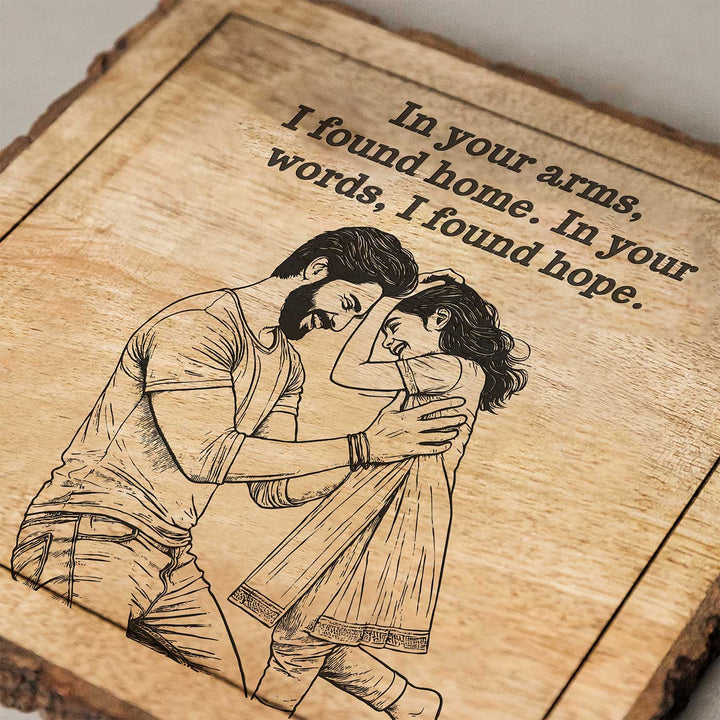 Personalized Hand Carved Engraved Dad And Daughter Theme Wooden Decorative Plaque