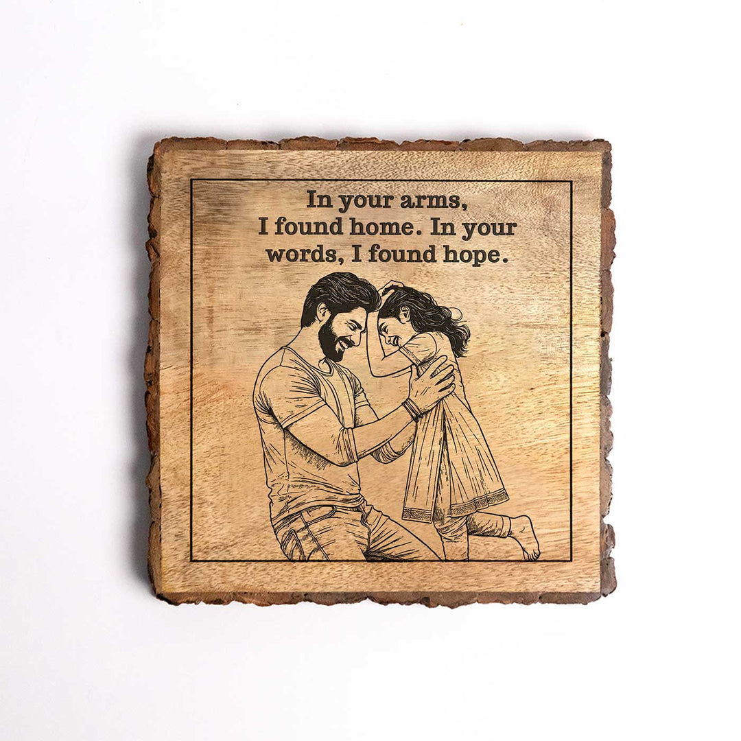 Personalized Hand Carved Engraved Dad And Daughter Theme Wooden Decorative Plaque