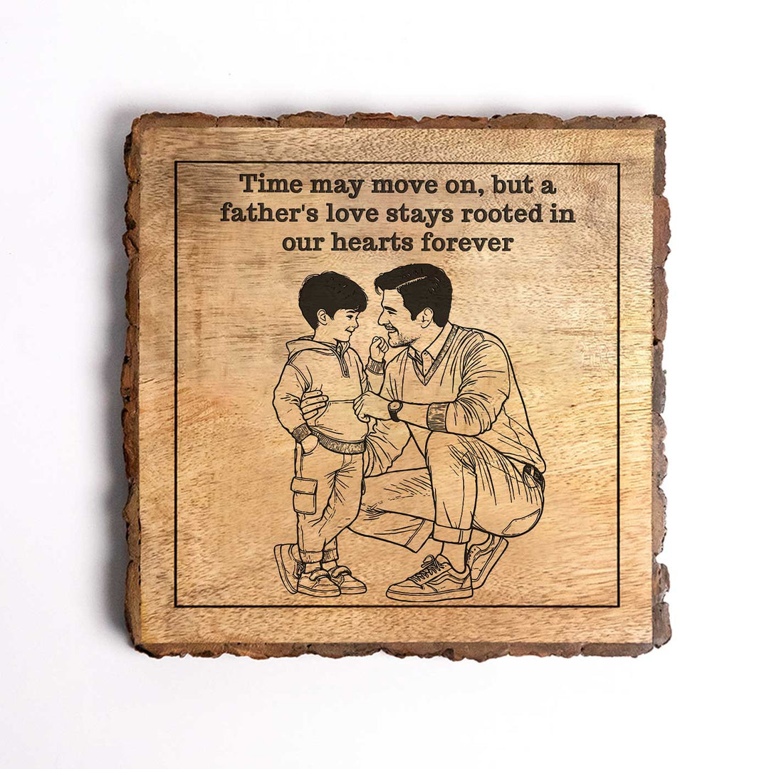 Personalized Hand Carved Engraved Dad And Son Theme Wooden Decorative Plaque