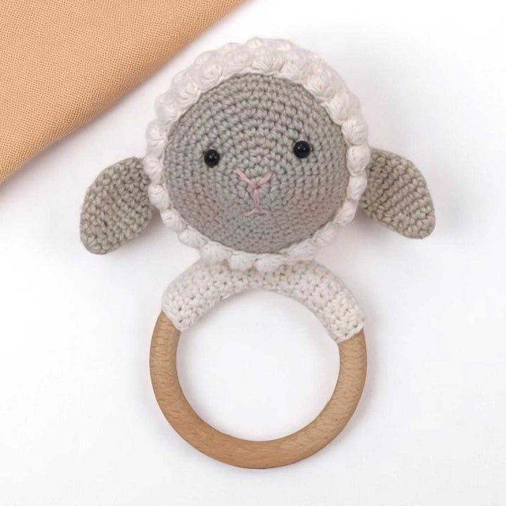 Handmade Crochet Sheep Rattle For Newborns