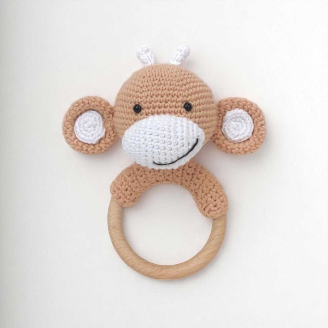 Handmade Crochet Monkey Rattle For Newborns