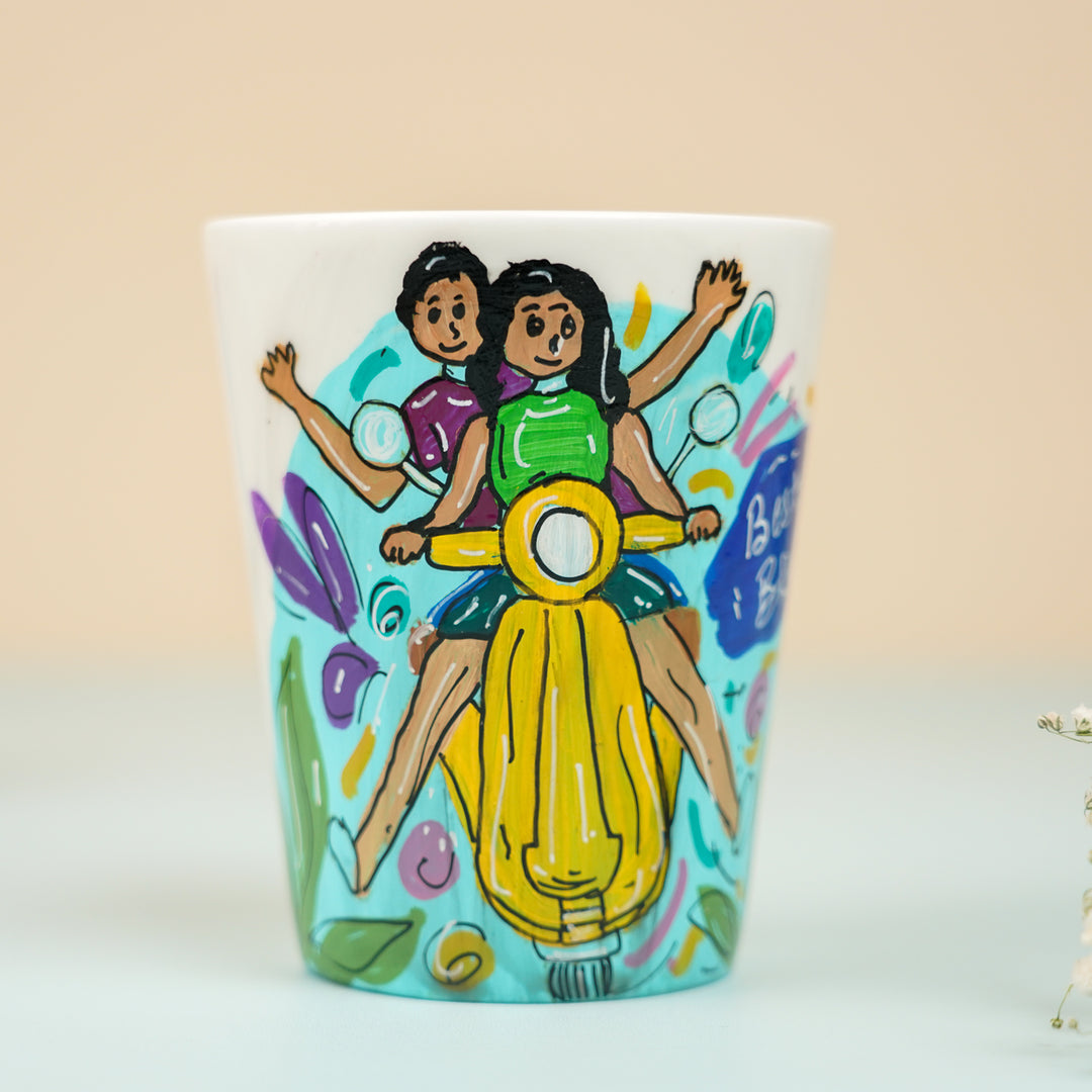 Personalized Hand-Painted Scooter Theme Ceramic Mug