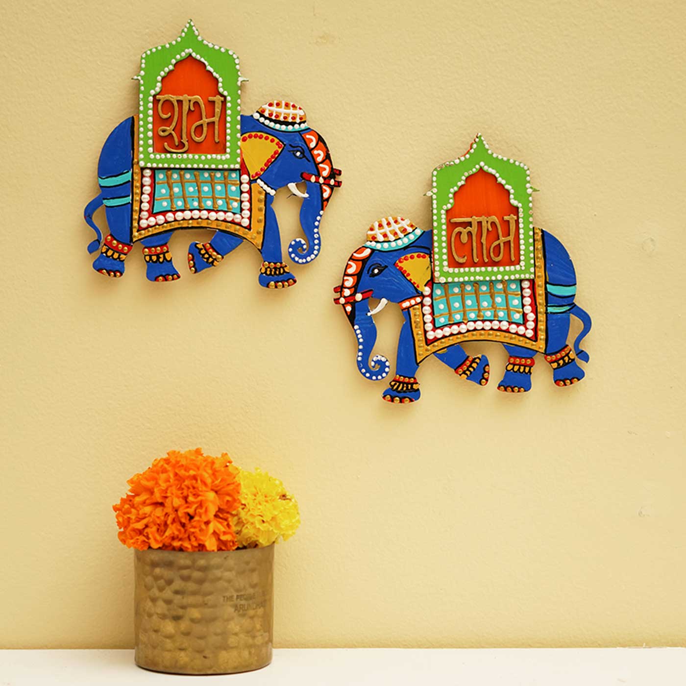 Handcrafted Shubh Bamboo Hanging for Decor (Set of 2)