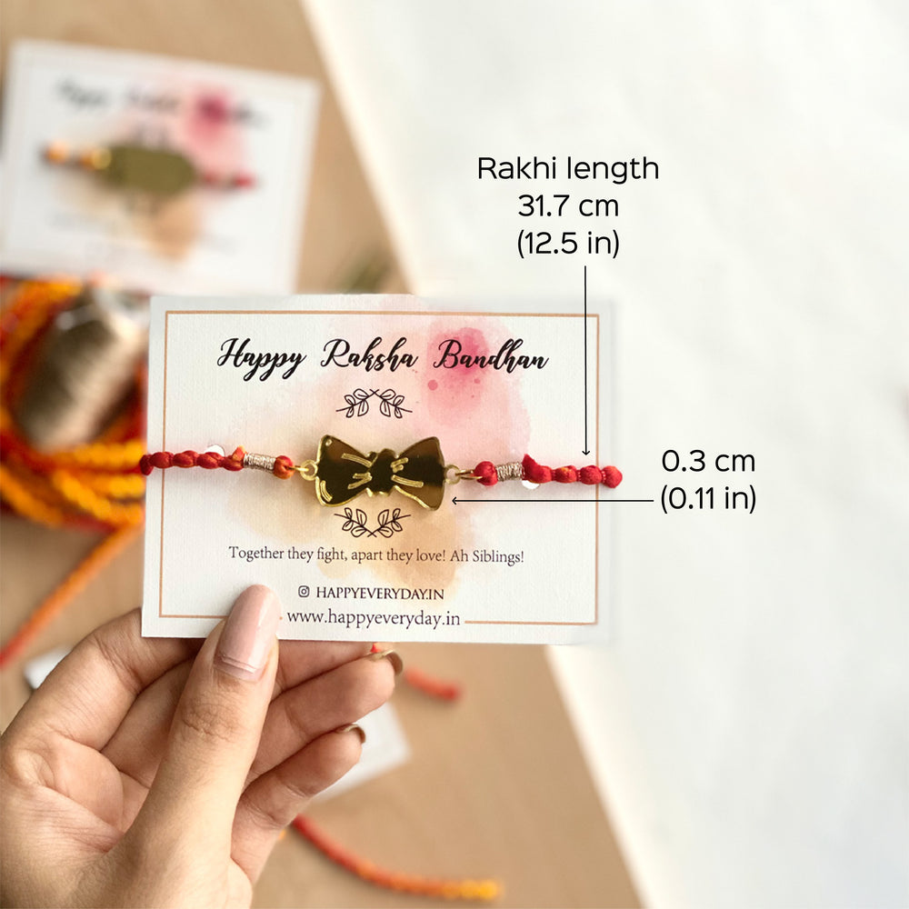 Handcrafted Golden Acrylic Rakhi With Roli Chawal 3 - Dimension Chart