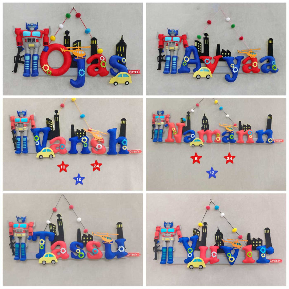 Optimus Prime Transformers Name Plate Plate For Kids - Multiple Personalized Hanging Name Examples