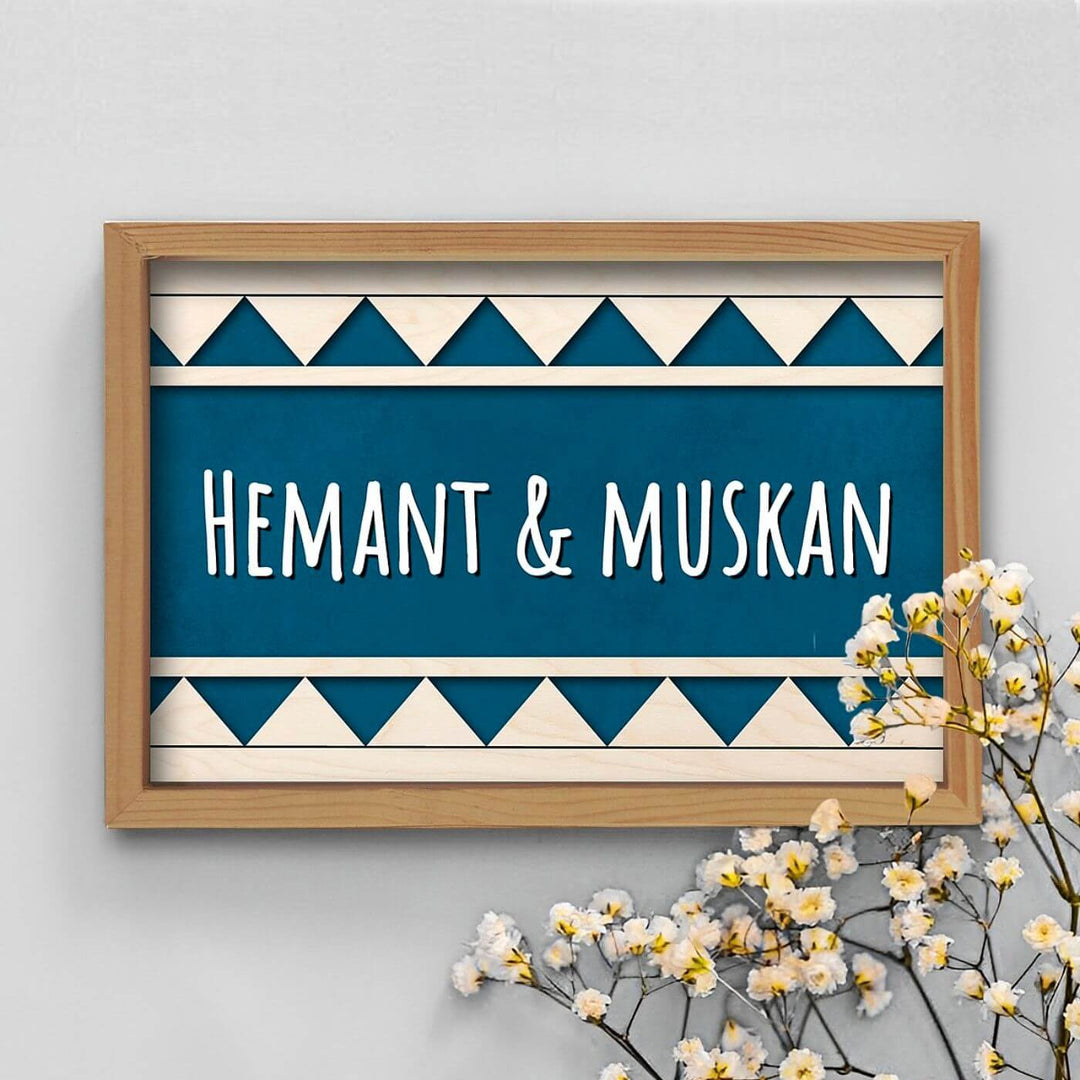 Wooden Personalized Framed Nameplate For Couples