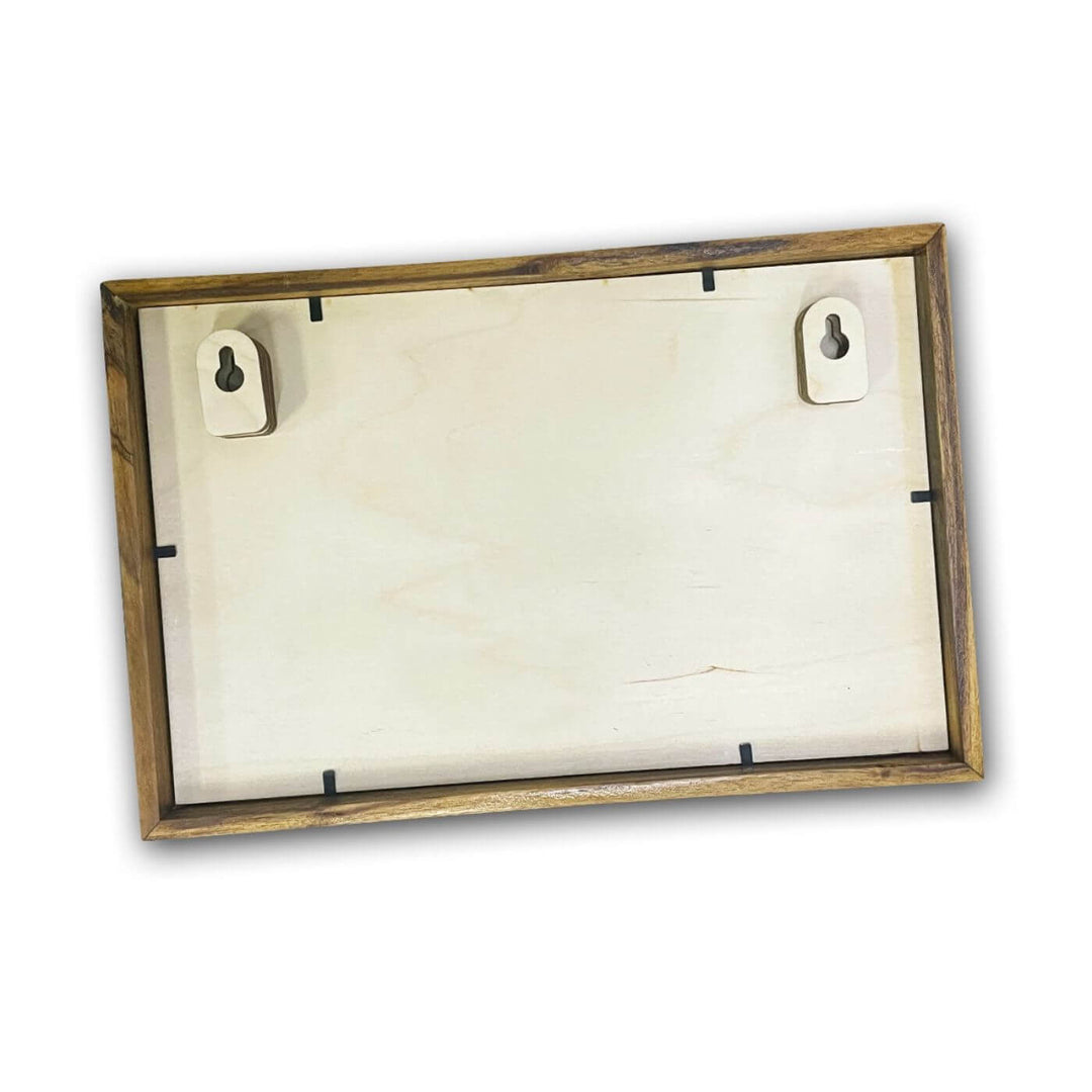 Wooden Personalized Framed Couples Nameplate - Back View Showing Hanging Hardware