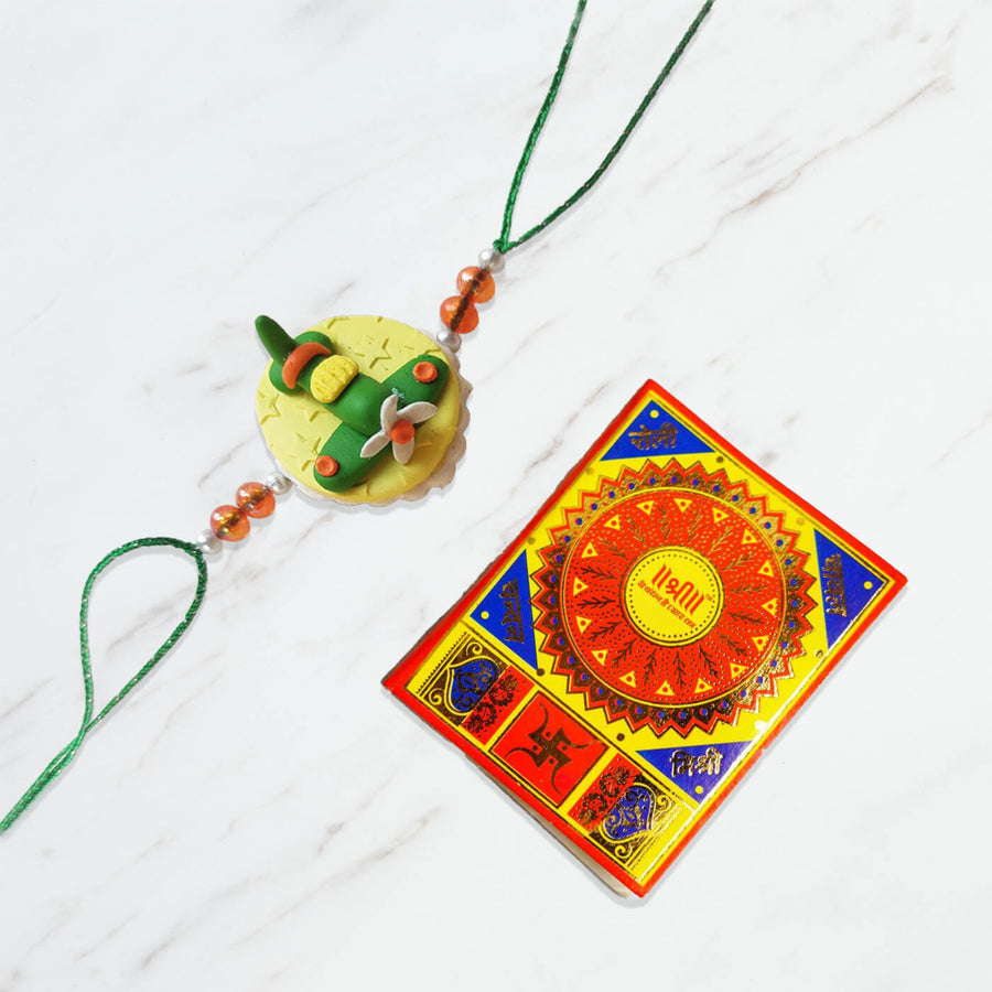 Handmade Porcelain Clay Themed Rakhi 1 - Rakhi with ceremonial box