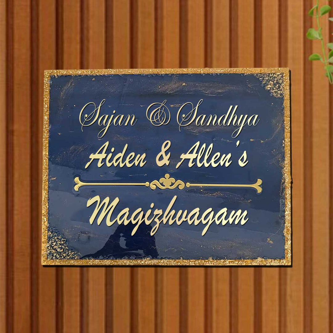 Personalized Blue & Gold Resin Name Plate