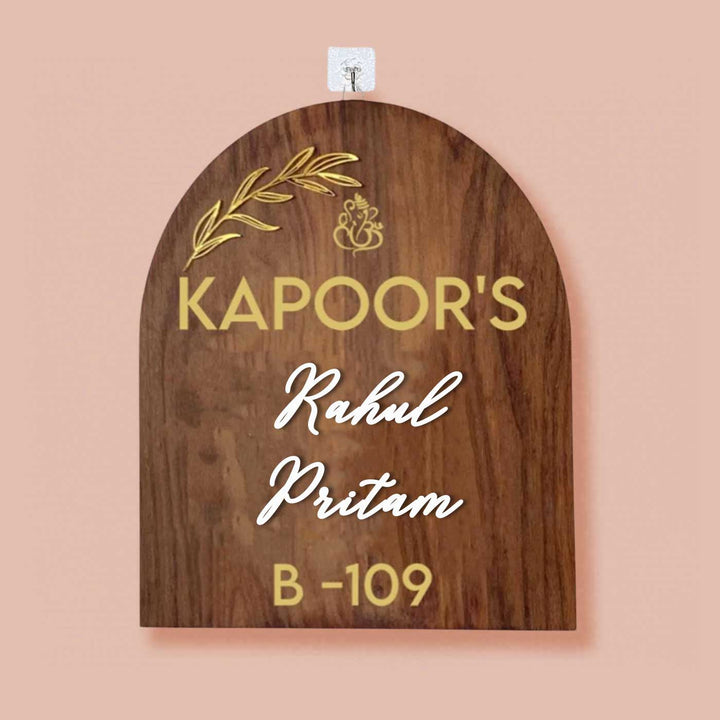 Minimal Arched Wooden Name Plate with 3D Acrylic Letters