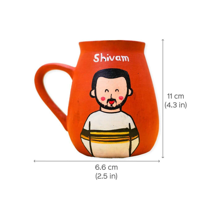 Personalized Terracotta Mug with Photo Based Caricatures for Brothers