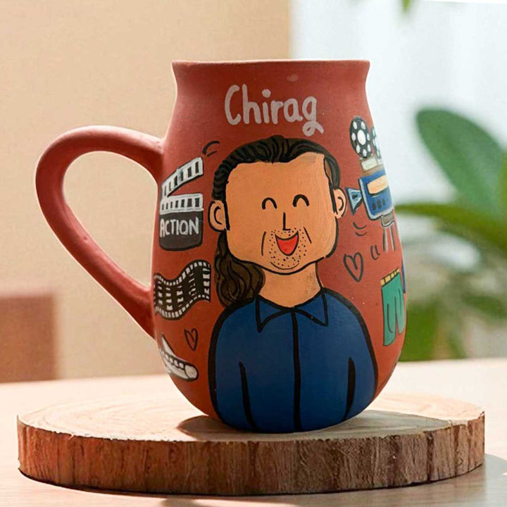 Handpainted Photo Personalized Hobby Theme Clay Mug With Doodles