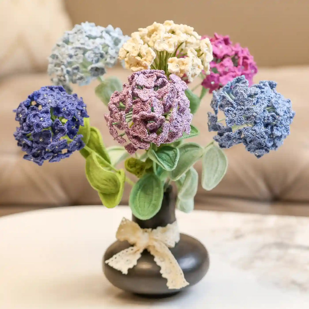 Handmade Crochet Hydrangea Cotton Flower Stick | Pack Of 1