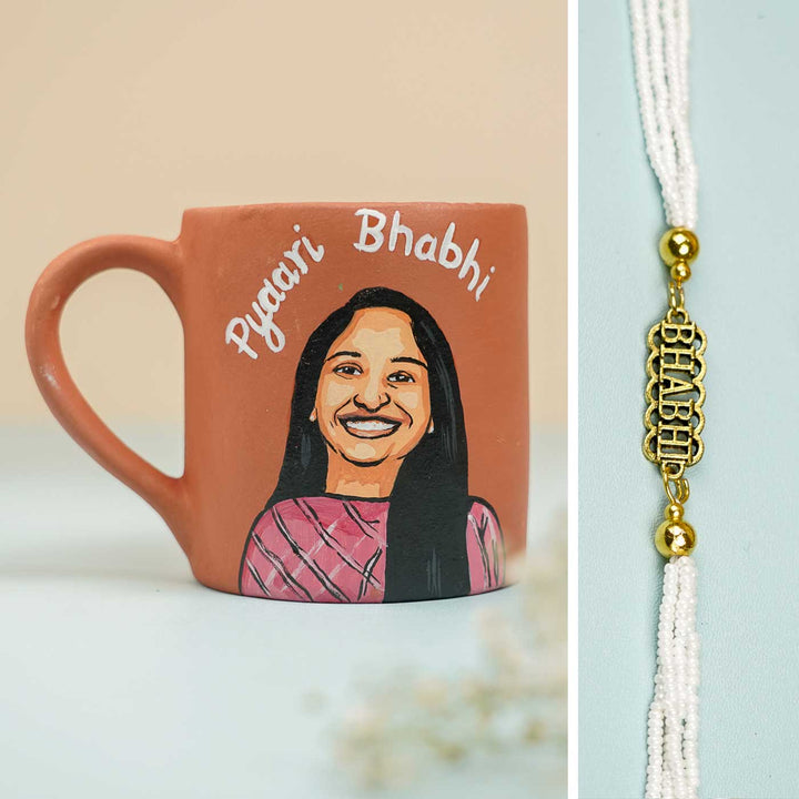 Photo Personalized Handmade Pyaari Bhabhi Theme Terracotta Mug - Front View of Custom Mug