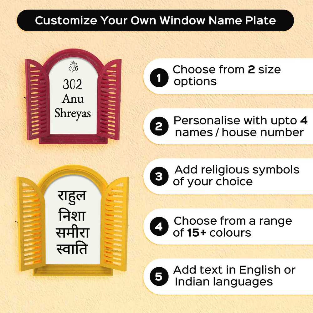 Kannada Arched Vintage Window Name Plate - Name Personalization Example with Instructions