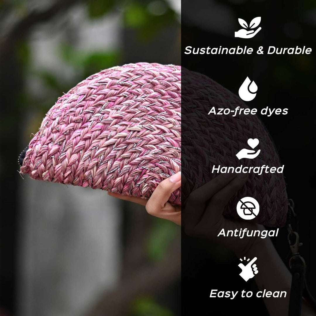 Handmade Grass Woven Red Boho Sanai Clutch