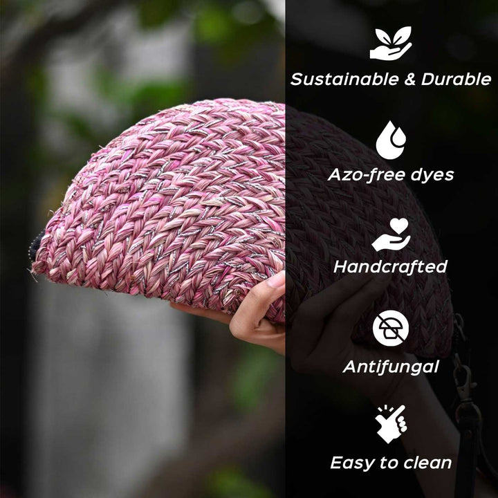 Handmade Grass Woven Red Boho Sanai Clutch