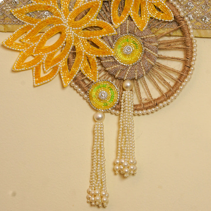 Hand Embroidered Beaded Green & White Designer Toran