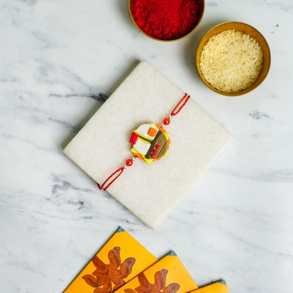 Handmade Porcelain Clay Themed Rakhi 10 - Gift Wrapped Presentation