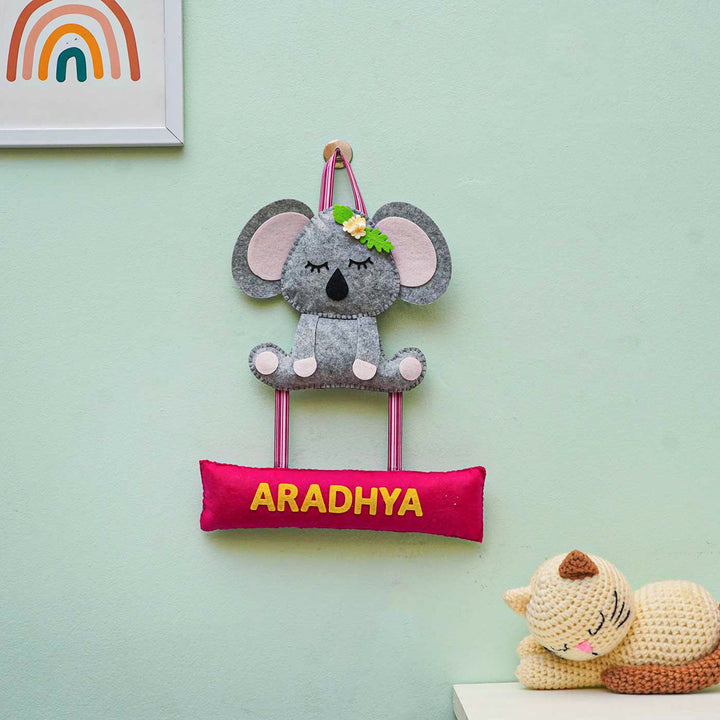 Personalized Handmade Koala Theme Felt Name Plate - Hanging with Name Personalization
