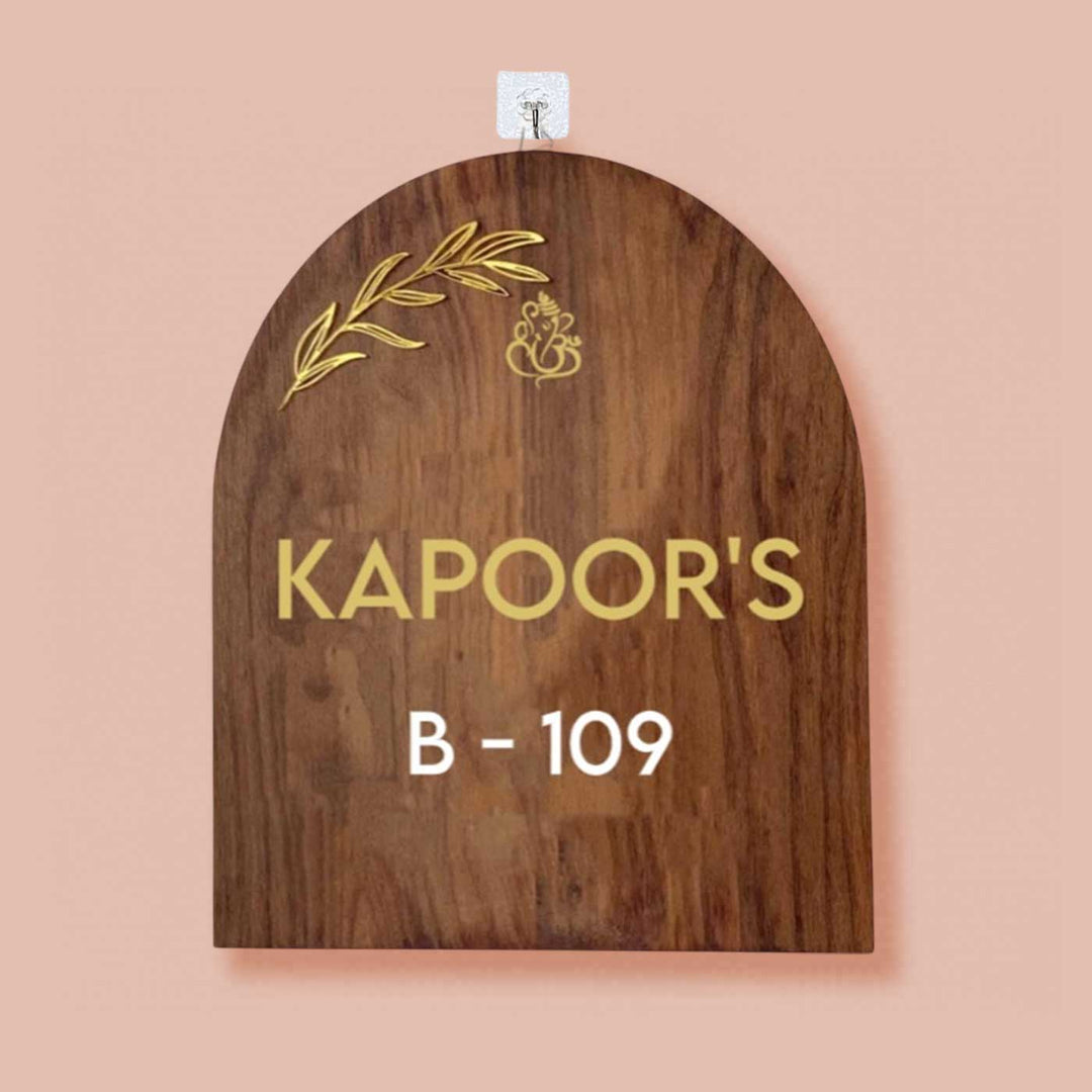 Minimal Arched Wooden Name Plate with 3D Acrylic Letters