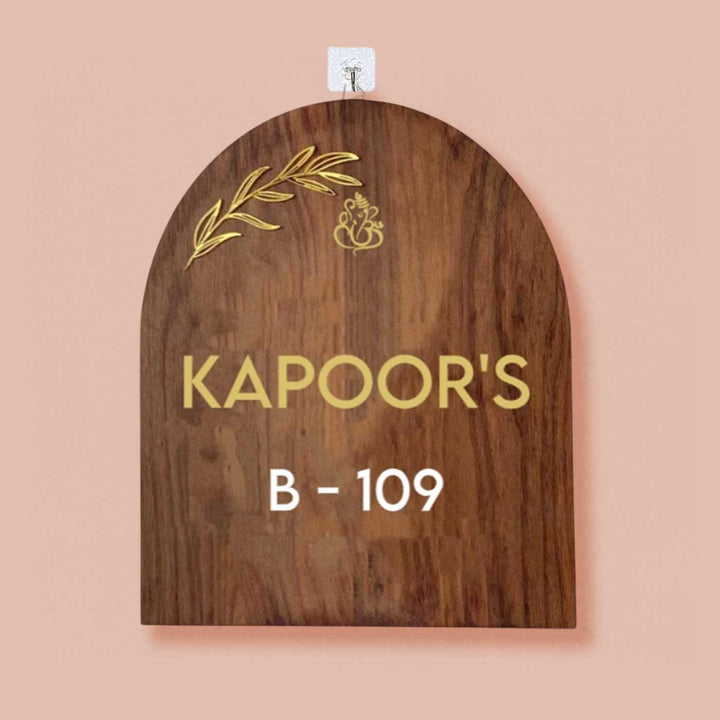 Minimal Arched Wooden Name Plate with 3D Acrylic Letters