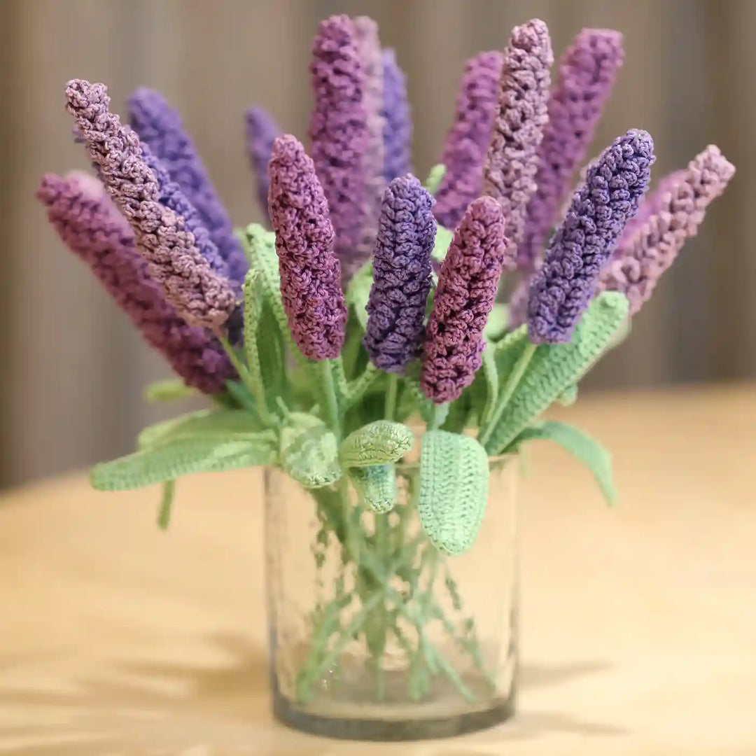 Handmade Crochet Lavender Cotton Flower Stick | Pack Of 1