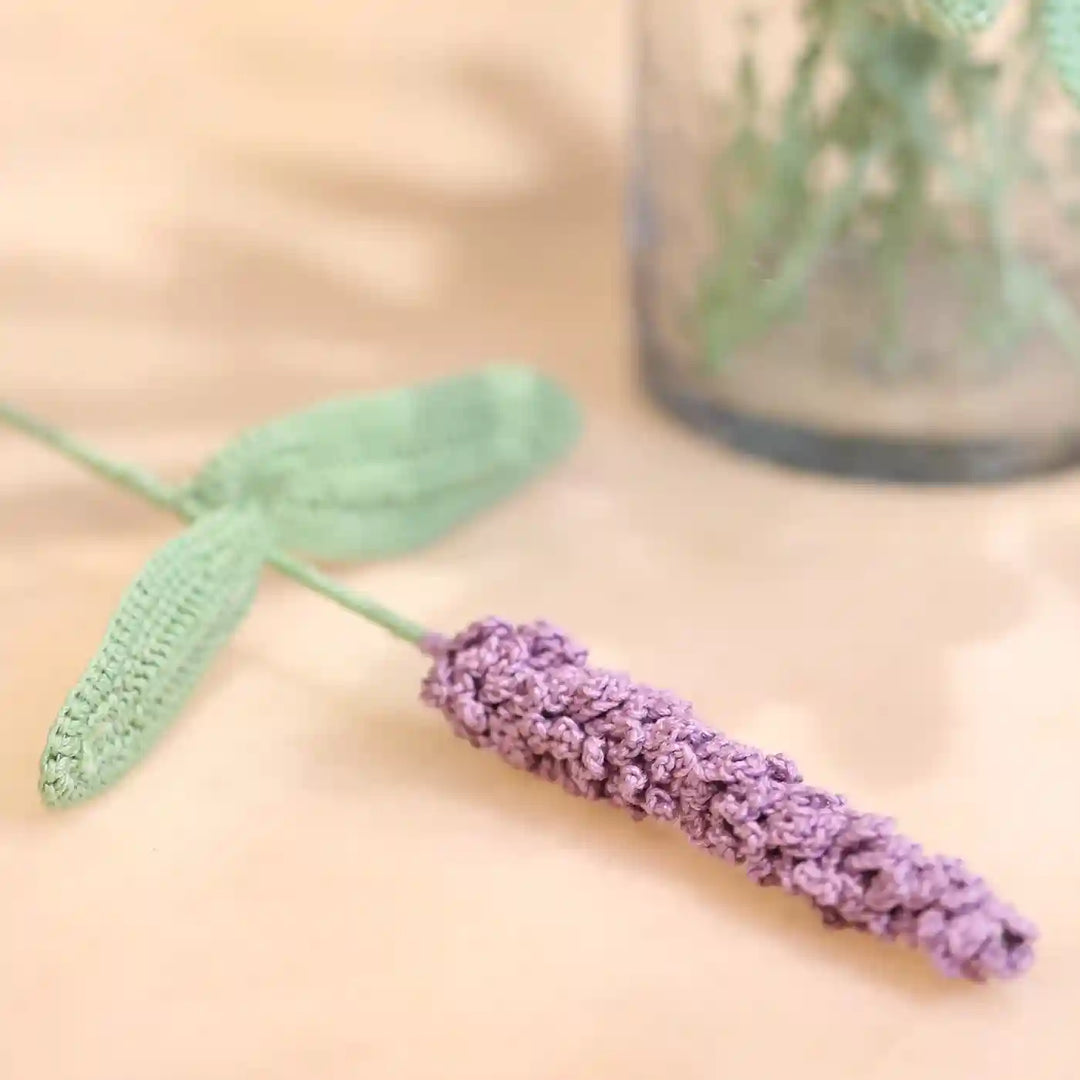 Handmade Crochet Lavender Cotton Flower Stick | Pack Of 1
