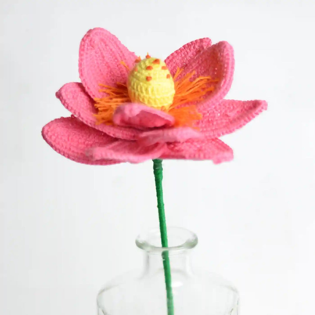 Handmade Crochet Lotus Cotton Flower Stick | Pack Of 1