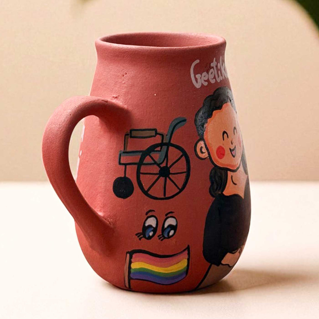Handpainted Photo Personalized Hobby Theme Clay Mug With Doodles