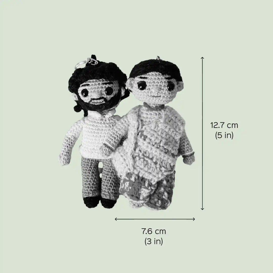 Photo Personalized Handmade Crochet Cotton Replica Doll | Set Of 2