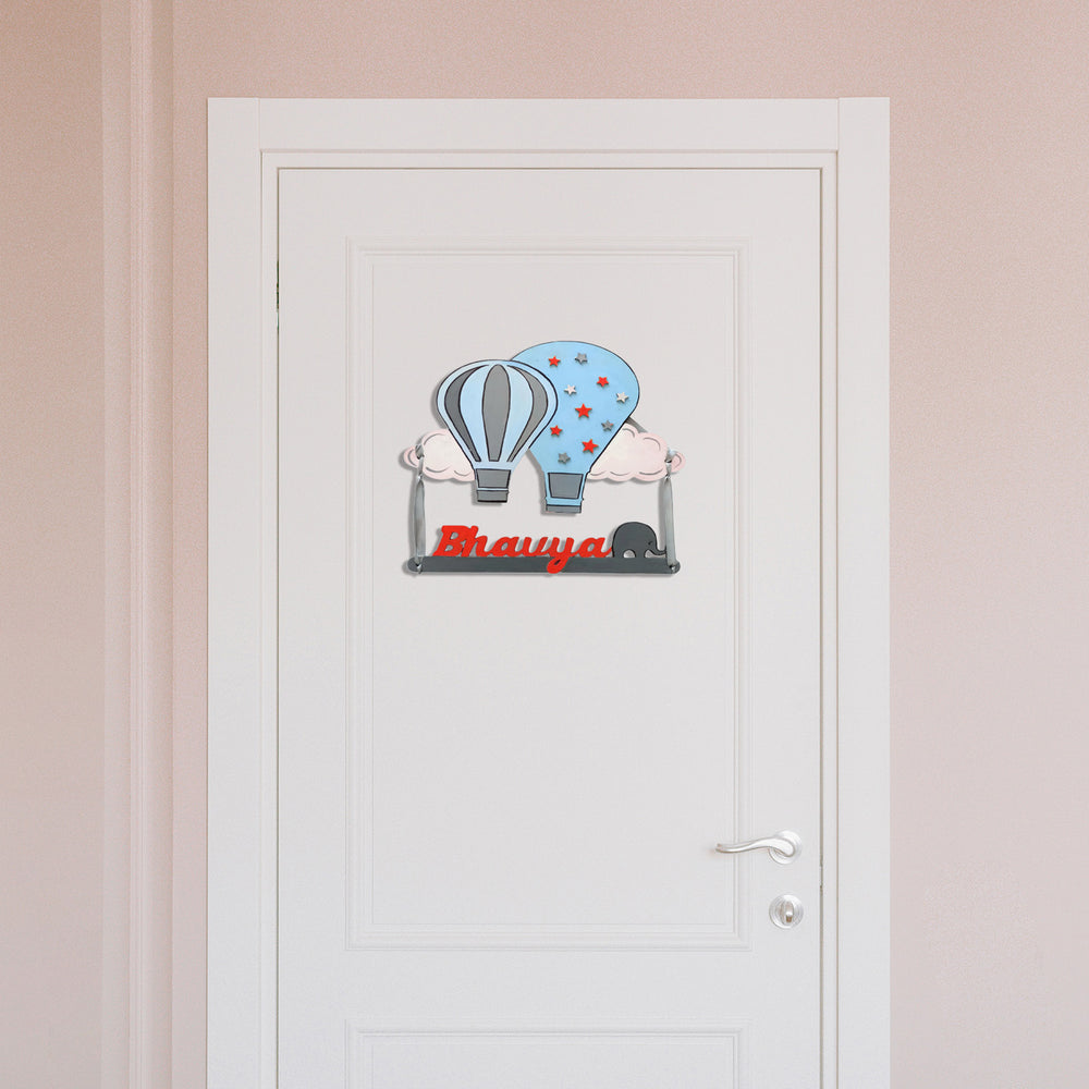 Parachute Theme Kids Name Plate - Mounted on Door Center
