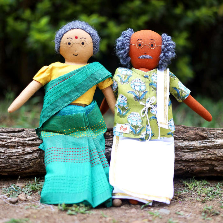 Nilah's Tatha (Grandfather) In Shirt & Pant | Soft Hand-Stitched Sustainable Indian Play Doll