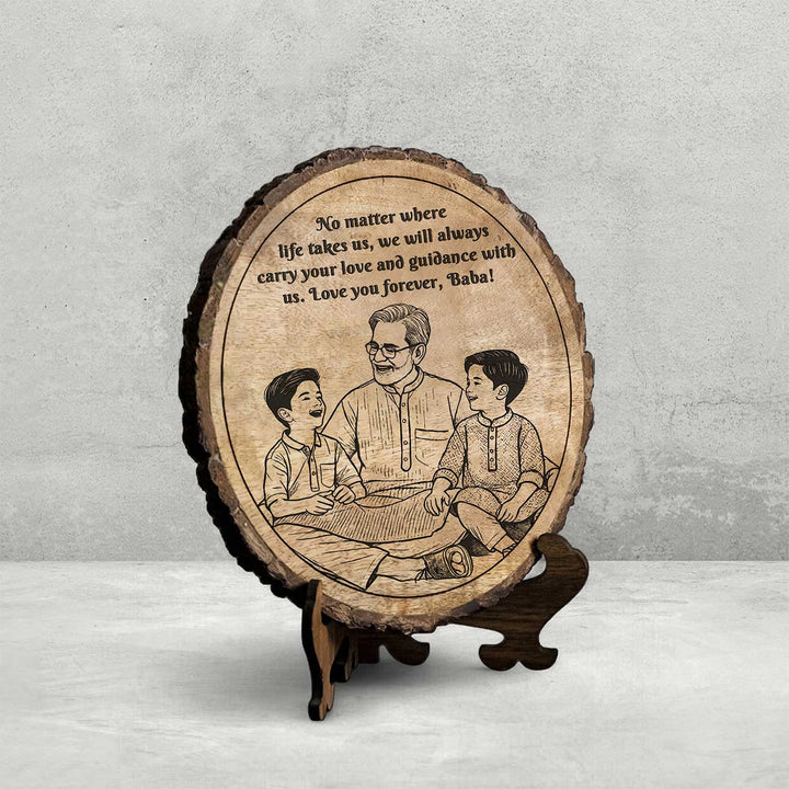 Personalized Hand Carved Engraved Grandpa And Kids Theme Wooden Decorative Plaque