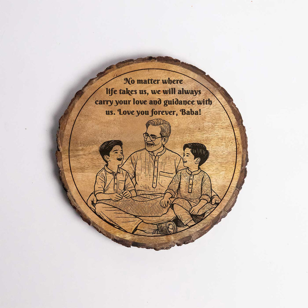 Personalized Hand Carved Engraved Grandpa And Kids Theme Wooden Decorative Plaque