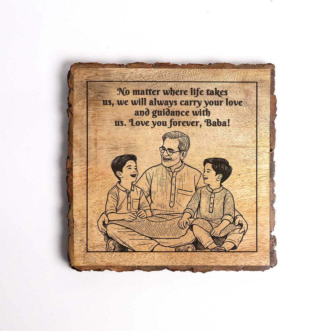 Personalized Hand Carved Engraved Grandpa And Kids Theme Wooden Decorative Plaque