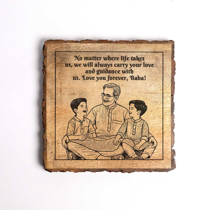 Personalized Hand Carved Engraved Grandpa And Kids Theme Wooden Decorative Plaque