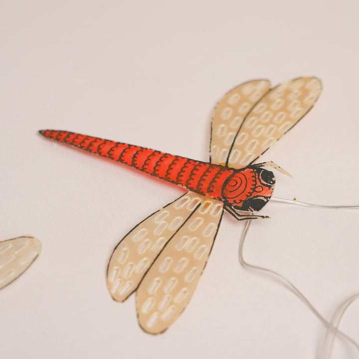 4m, 14 Bulbs | Hand Painted Dragonfly Theme Tholu Bommalata LED Fairy Light