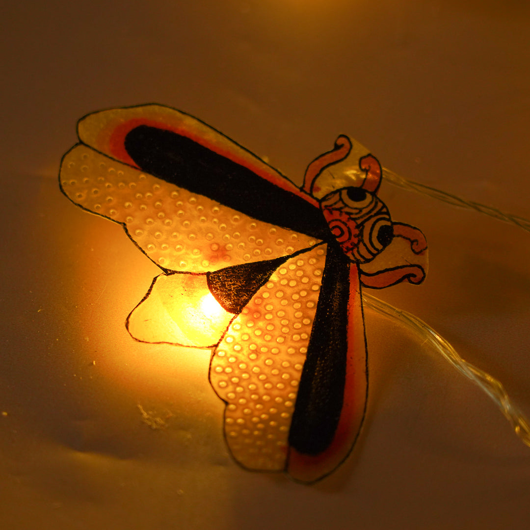 4m, 14 Bulbs | Hand Painted Firefly Theme Tholu Bommalata LED Fairy Light