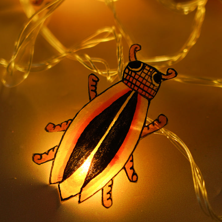 4m, 14 Bulbs | Hand Painted Firefly Theme Tholu Bommalata LED Fairy Light