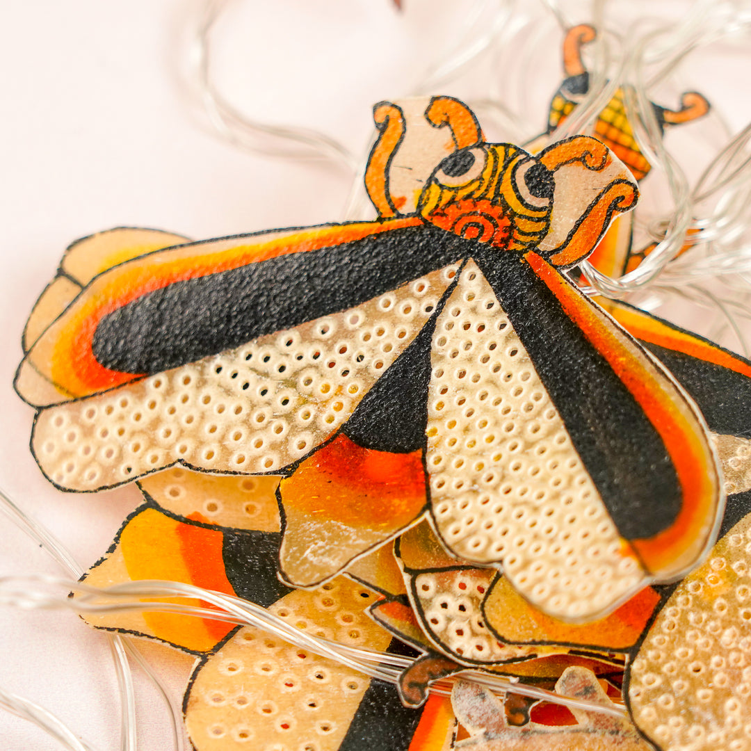 4m, 14 Bulbs | Hand Painted Firefly Theme Tholu Bommalata LED Fairy Light