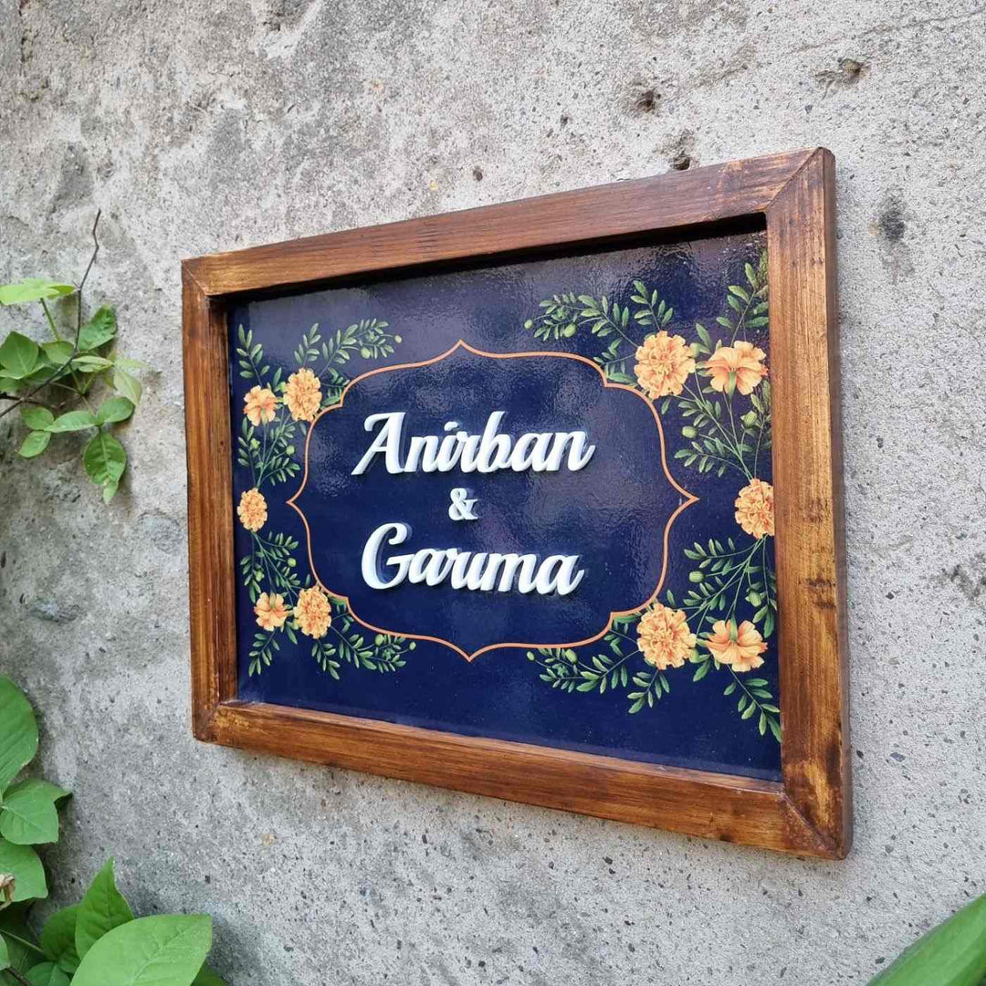 Personalized Marigold Printed Nameplate with 3D Letters