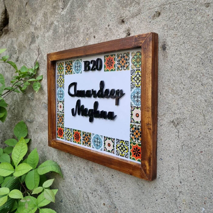 Personalized Moroccan Design Printed Nameplate with 3D Letters