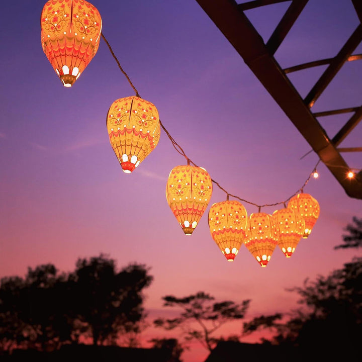 2m, 12 Bulbs | Paper Mini Hot Air Balloon DIY LED Fairy Lights