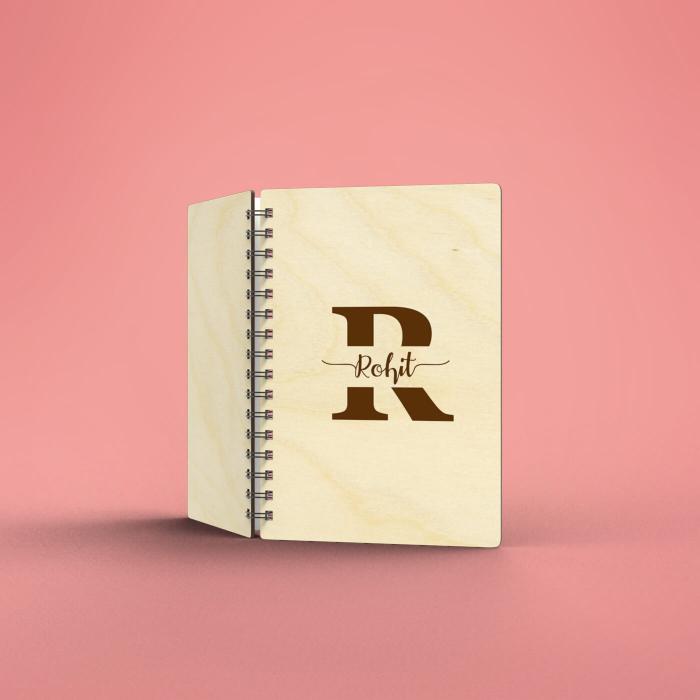 A5 Monogrammed Laser Etched Diary - Letter R