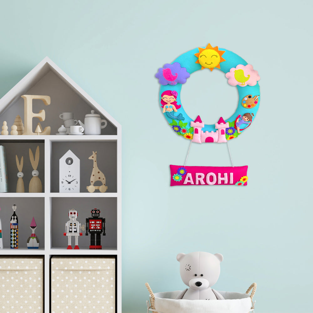 Handmade Personalized Fairy Tale Themed Felt Kids Name Hanging - Wall Hanging with Name Personalization